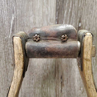 1 ONLY Wood/Metal Side Western Stirrup *gc/fair, scraped, older, stains, falling off leather top, rusty
