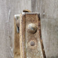 1 ONLY Wood/Metal Side Western Stirrup *gc/fair, scraped, older, stains, falling off leather top, rusty
