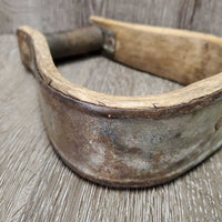 1 ONLY Wood/Metal Side Western Stirrup *gc/fair, scraped, older, stains, falling off leather top, rusty
