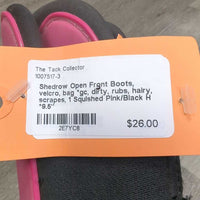 Open Front Boots, velcro, bag *gc, dirty, rubs, hairy, scrapes, 1 Squished
