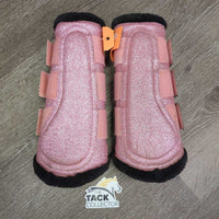 Sparkley Closed Front & Hind Boots, Fleece Lined, velcro *vgc/xc, clean, mnr hair, rubs, stains, peeled edges & unstitched seam
