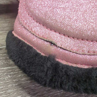 Sparkley Closed Front & Hind Boots, Fleece Lined, velcro *vgc/xc, clean, mnr hair, rubs, stains, peeled edges & unstitched seam
