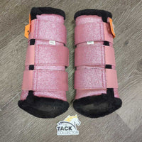 Sparkley Closed Front & Hind Boots, Fleece Lined, velcro *vgc/xc, clean, mnr hair, rubs, stains, peeled edges & unstitched seam
