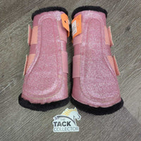 Sparkley Closed Front & Hind Boots, Fleece Lined, velcro *vgc/xc, clean, mnr hair, rubs, stains, peeled edges & unstitched seam
