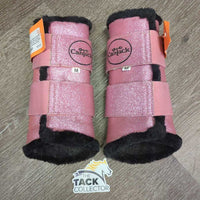 Sparkley Closed Front & Hind Boots, Fleece Lined, velcro *vgc/xc, clean, mnr hair, rubs, stains, peeled edges & unstitched seam
