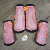 Sparkley Closed Front & Hind Boots, Fleece Lined, velcro *vgc/xc, clean, mnr hair, rubs, stains, peeled edges & unstitched seam

