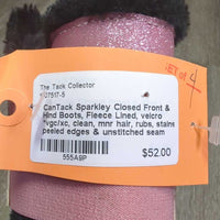 Sparkley Closed Front & Hind Boots, Fleece Lined, velcro *vgc/xc, clean, mnr hair, rubs, stains, peeled edges & unstitched seam
