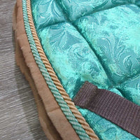 Quilt Jumper Pad, 2x piping *vgc, dirt, hair, bare spots, mnr rubs, puckers, faded
