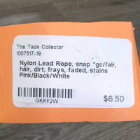 Nylon Lead Rope, snap *gc/fair, hair, dirt, frays, faded, stains
