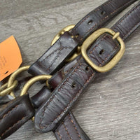 Soft Triple Stitch Leather Halter, adj, snap *vgc, residue, dents, mnr dirt, rubs, name plate holes
