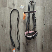 Rsd/Padded Bridle, 2x Nosebands, 1 Flash, 3x Browbands, Flat Reins xc, clean, mnr residue, dirt & scrapes, Missing 1 Flash
