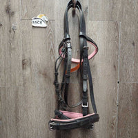 Rsd/Padded Bridle, 2x Nosebands, 1 Flash, 3x Browbands, Flat Reins xc, clean, mnr residue, dirt & scrapes, Missing 1 Flash
