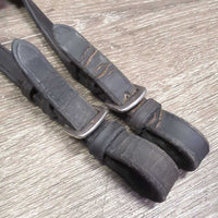 Leather Reins, Finger Stoppers *vgc/FAIR, clean, cracked, v.stiff & v.dry
