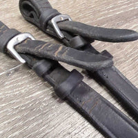 Leather Reins, Finger Stoppers *vgc/FAIR, clean, cracked, v.stiff & v.dry
