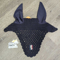 Hvy Crochet Fly Veil Ear Bonnet *vgc, clean & dirty/dusty inside, hairy
