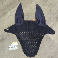Hvy Crochet Fly Veil Ear Bonnet *vgc, clean & dirty/dusty inside, hairy
