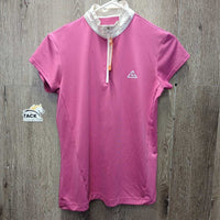 SS Show - Polo Shirt, 1/3 Zip Up *gc/fair, older, Collar: crinkled, dingy & stained

