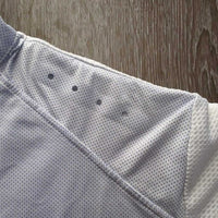 SS Sun Show Shirt, 1/2 Zip Up, snap collar, mesh shoulders & sleeves *vgc, mnr stain & snag
