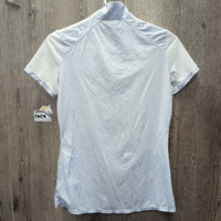 SS Sun Show Shirt, 1/2 Zip Up, snap collar, mesh shoulders & sleeves *vgc, mnr stain & snag

