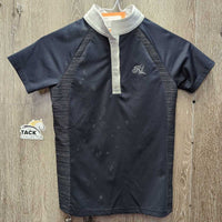 JUNIORS SS Show Shirt, 1/3 Snap Up *gc/fair, spots, Missing snap, Collar puckers
