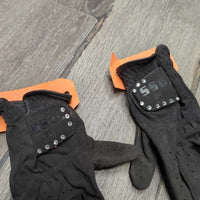 Synthetic Riding Gloves, bling *gc, dusty, dirty, faded, missing bling, linty velcro
