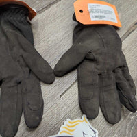 Synthetic Riding Gloves, bling *gc, dusty, dirty, faded, missing bling, linty velcro
