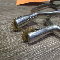 Fine Rowel English Spurs, Thick Leather Spur Straps *xc/like new, clean, mnr scratches
