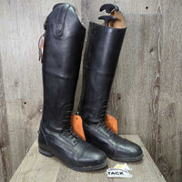 Field Boots, Zips 2x Gold Forms *vgc/gc, mnr pulled edge seams, clean, mnr stains, residue, scuffs, cut toe:R & rubs
