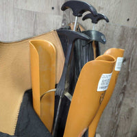 Field Boots, Zips 2x Gold Forms *vgc/gc, mnr pulled edge seams, clean, mnr stains, residue, scuffs, cut toe:R & rubs
