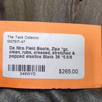 Field Boots, Zips *gc, clean, rubs, creased, stretched & popped elastics
