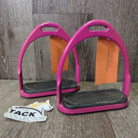 Pr Stirrup Irons, rubber beds *vgc/gc, scuffs, chipped paint, mnr dirt
