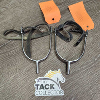 POW Spurs, Thin Leather Spur Straps *vgc, clean, mnr rubs, scrapes, scuffs & stretched & twisted
