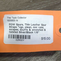 POW Spurs, Thin Leather Spur Straps *vgc, clean, mnr rubs, scrapes, scuffs & stretched & twisted

