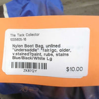 Nylon Boot Bag, unlined "undersaddle" *fair/gc, older, v.stained?paint, rubs, stains
