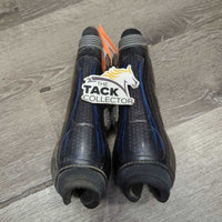 Pr Open Front Boots, tabs *gc/fair, v.dirty, faded, rubs, scuffs, sliced tab
