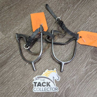 Pr POW Spurs, narrow leather straps *vgc, clean, dry, residue, mnr scuffs
