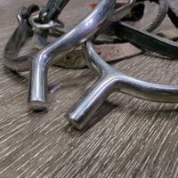 Pr POW Spurs, narrow leather straps *vgc, clean, dry, residue, mnr scuffs
