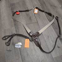 Leather & Elastic Breastplate, Running Martingale Attachment, snaps *vgc, clean & dirt/residue, stains
