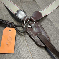 Leather & Elastic Breastplate, Running Martingale Attachment, snaps *vgc, clean & dirt/residue, stains
