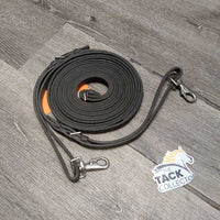 Soft Thick Leather Draw Reins, adjustable loop ends, buckles, snaps *gc, dirt, rubs, faded, scratches, edge scrapes
