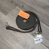 Soft Thick Leather Draw Reins, adjustable loop ends, buckles, snaps *gc, dirt, rubs, faded, scratches, edge scrapes
