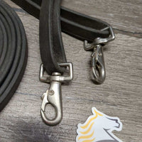 Soft Thick Leather Draw Reins, adjustable loop ends, buckles, snaps *gc, dirt, rubs, faded, scratches, edge scrapes

