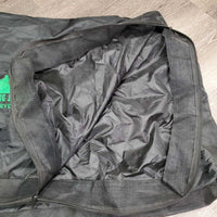Western Saddle Pad Carrying Storage Bag, light Nylon & Mesh, shoulder strap, inner wood top "Reining AB 2014" *gc, clean, mnr dusty, broken top board

