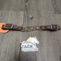 Hvy Leather & Double Chain Curb - Chin Strap, Buckles *gc/fair, v.rusty. dirt, stains, rubs
