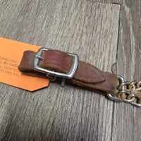 Hvy Leather & Double Chain Curb - Chin Strap, Buckles *gc/fair, v.rusty. dirt, stains, rubs
