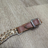 Hvy Leather & Double Chain Curb - Chin Strap, Buckles *gc/fair, v.rusty. dirt, stains, rubs
