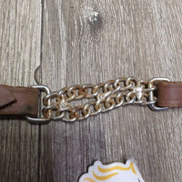 Hvy Leather & Double Chain Curb - Chin Strap, Buckles *gc/fair, v.rusty. dirt, stains, rubs
