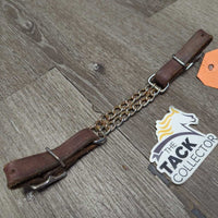Hvy Leather & Double Chain Curb - Chin Strap, Buckles *gc/fair, v.rusty. dirt, stains, rubs
