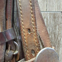 Vintage Wide Tooled Leather Headstall, Buckles, Curb Bit *gc, older, clean, mnr stains, dirt & creases, v.rusty
