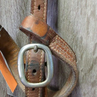Vintage Wide Tooled Leather Headstall, Buckles, Curb Bit *gc, older, clean, mnr stains, dirt & creases, v.rusty
